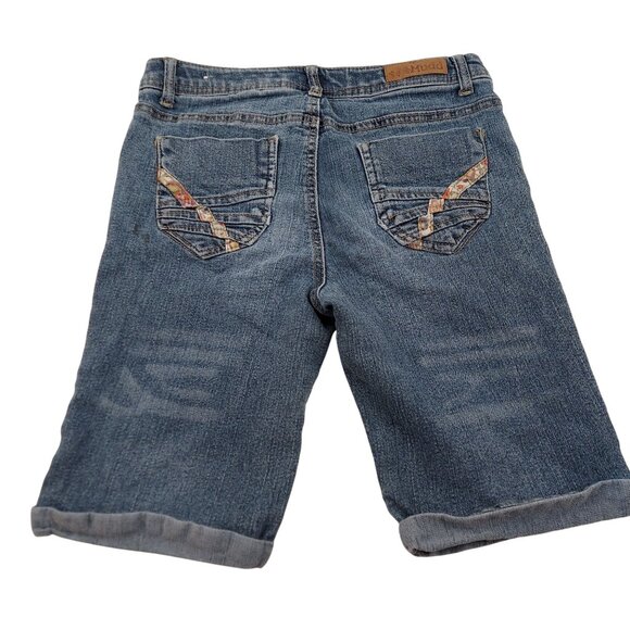 Mudd Jean Shorts Girls 16 Medium Blue Wash Denim Rolled Cuff Pedal Pushers - Picture 4 of 8